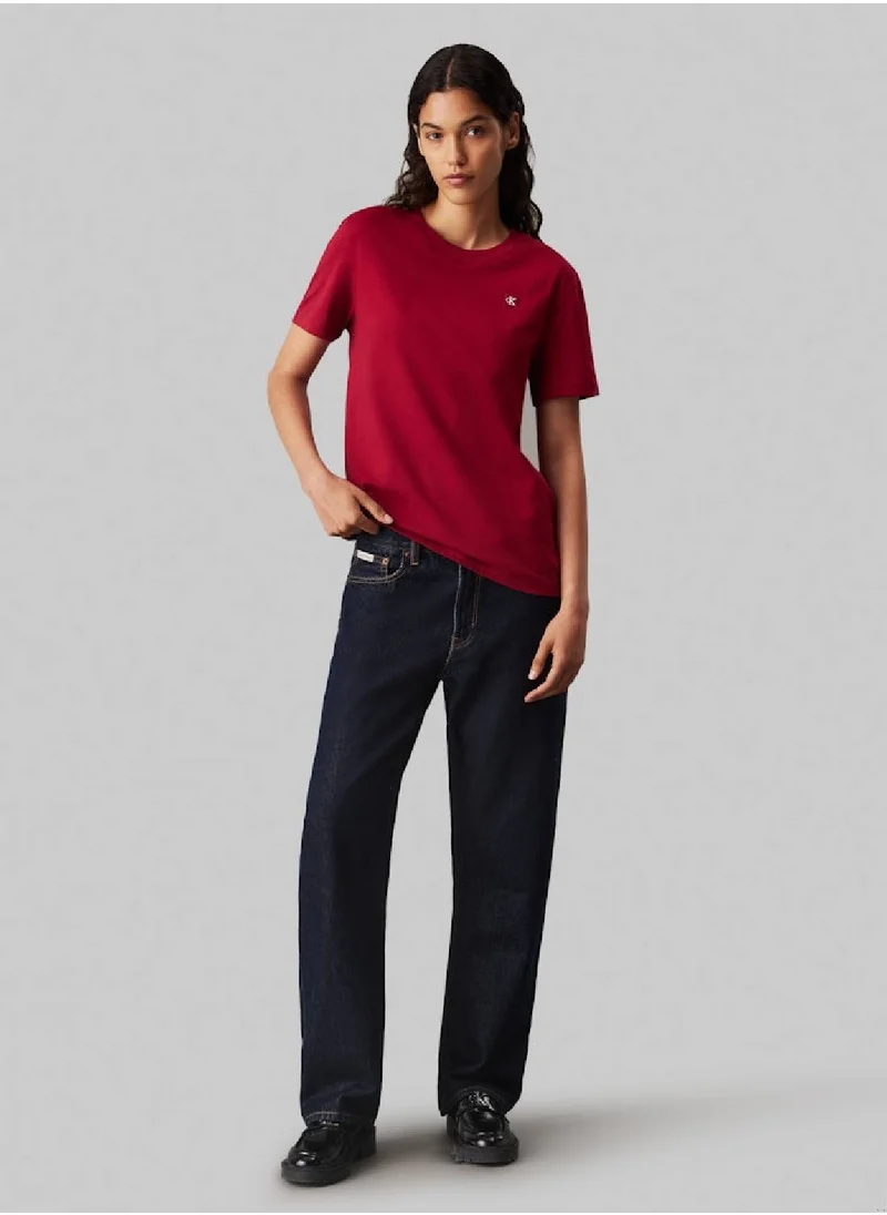 Calvin Klein Jeans Women's  Cotton Badge  T-Shirt, Red - Cotton