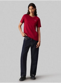 Calvin Klein Jeans Women's  Cotton Badge  T-Shirt, Red - Cotton  - Image 2