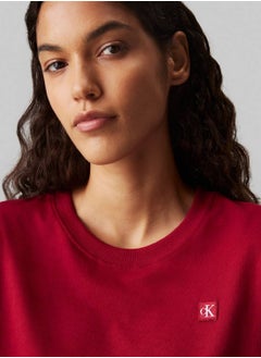 Calvin Klein Jeans Women's  Cotton Badge  T-Shirt, Red - Cotton  - Image 4