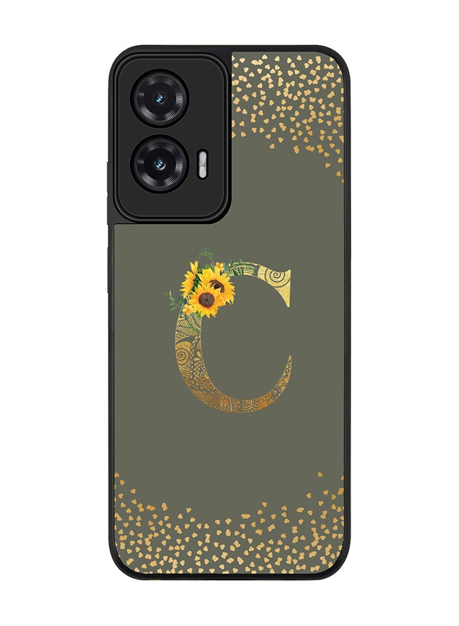 Stylizedd For Motorola Moto G35 Case,Slim fit Camera Protection, Shockproof Thin Phone cover  - Custom Floral Monogram - C  (Olive Green )