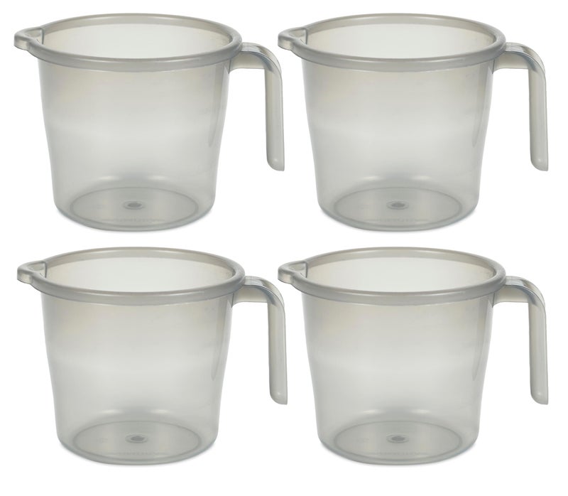 Varmora Crystal Virgin Plastic Bathroom Mug 1.5 LTR (Pack of 4) (Semi Transperant Grey) - Image 1