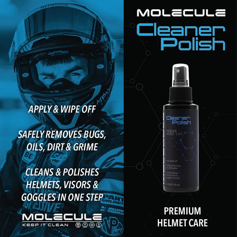 Molecule Helmet Care Kit | Premium Helmet Care | Includes Anti-Fog, Cleaner Polish, Helmet Refresh, and Rain Repel | Cleans and Details Helmets, Visors, and Goggles | 4 Ounces (1 Kit) - Image 2