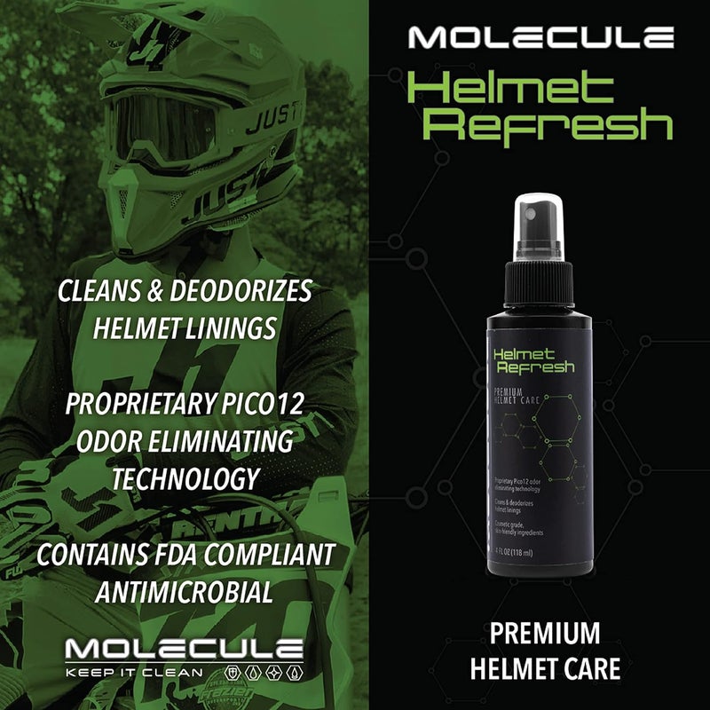 Molecule Helmet Care Kit | Premium Helmet Care | Includes Anti-Fog, Cleaner Polish, Helmet Refresh, and Rain Repel | Cleans and Details Helmets, Visors, and Goggles | 4 Ounces (1 Kit) - Image 4