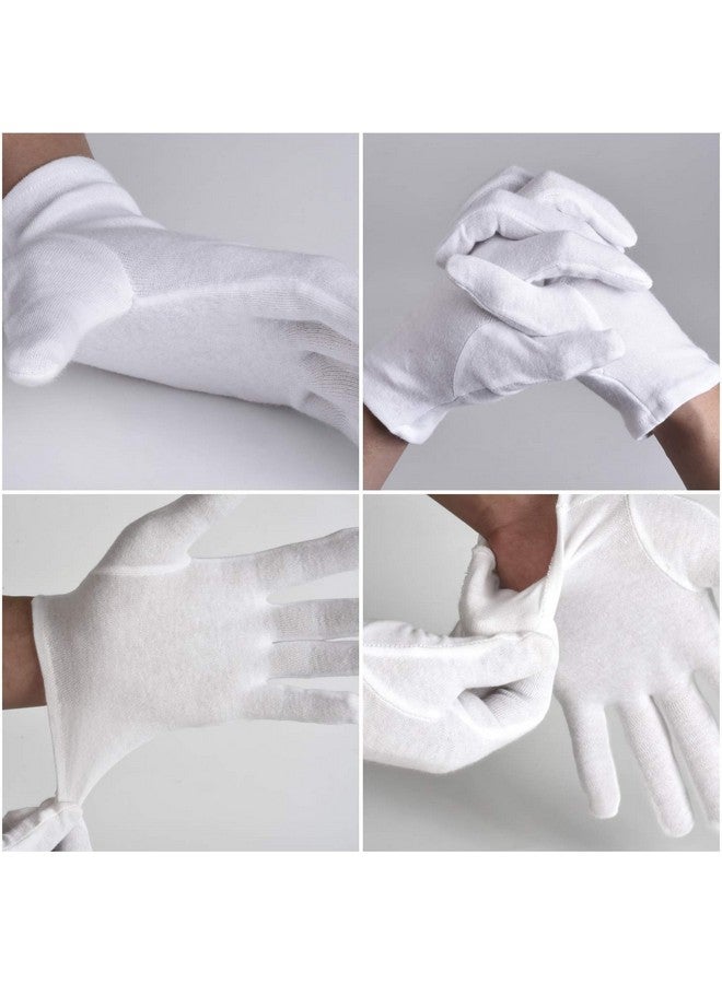 Smilco 100% Cotton Gloves, 6 Pairs White Cotton Gloves for Women Dry Hands Eczema SPA Moisturizing - Work Glove for Serving Archival Coin Jewelry Inspection 