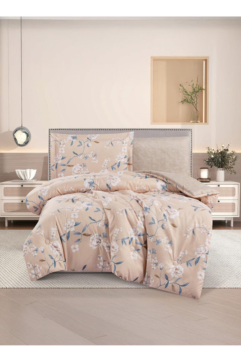 ميلين طقم مفرش سرير صيفي مفرد ونص - 4 قطع - يناسب سرير بمقاس 200x120 - ليتون - بيج فاتح - بيج غامق - Image 1