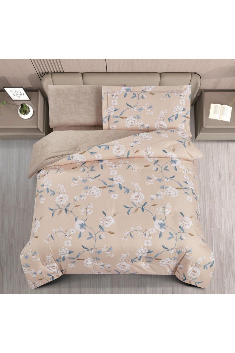 ميلين طقم مفرش سرير صيفي مفرد ونص - 4 قطع - يناسب سرير بمقاس 200x120 - ليتون - بيج فاتح - بيج غامق - Image 2