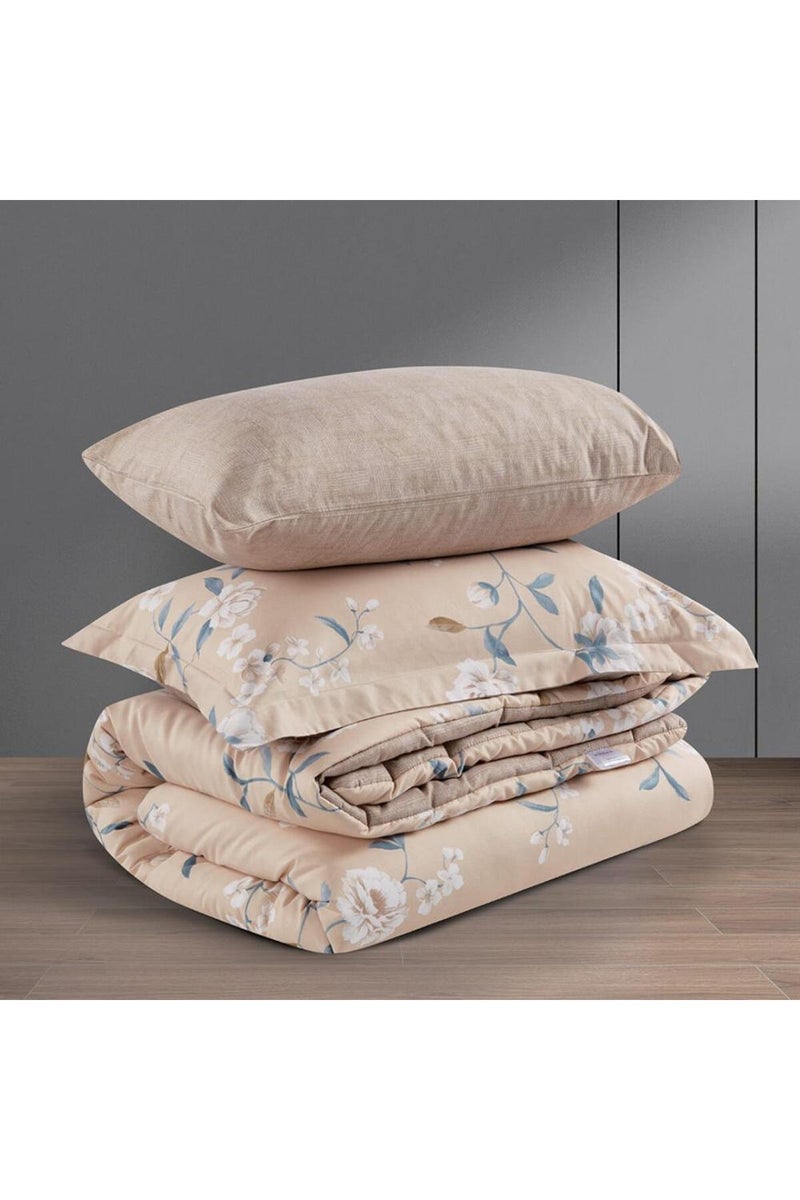 ميلين طقم مفرش سرير صيفي مفرد ونص - 4 قطع - يناسب سرير بمقاس 200x120 - ليتون - بيج فاتح - بيج غامق - Image 3