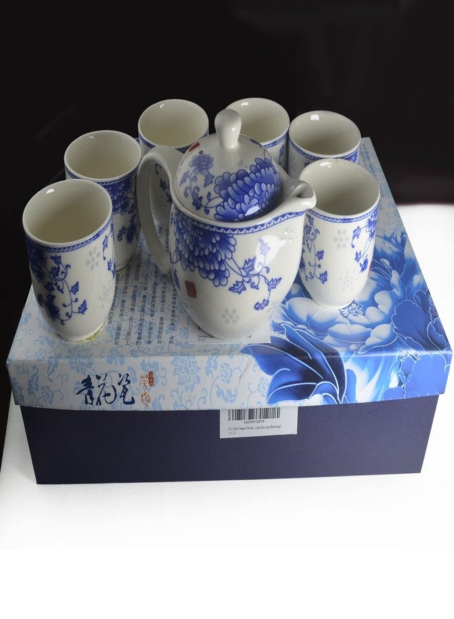 ZHCHSH Porcelain Teapot Tea Set 1 Teapot 6 cups,Tea Coffee Pot Kettle Ceramic gifts Tabletop Decor (Peony) - Image 2