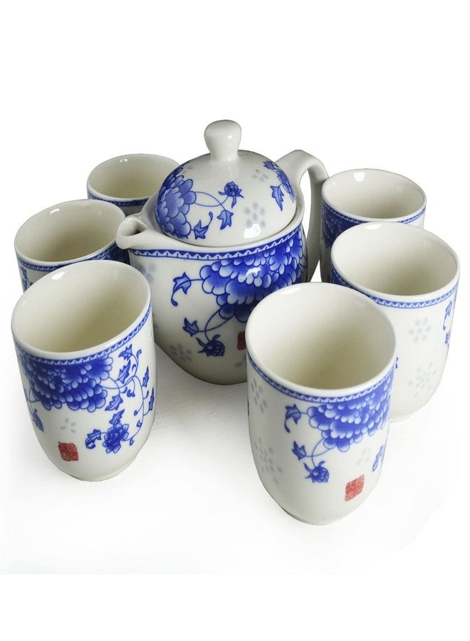 ZHCHSH Porcelain Teapot Tea Set 1 Teapot 6 cups,Tea Coffee Pot Kettle Ceramic gifts Tabletop Decor (Peony) - Image 1