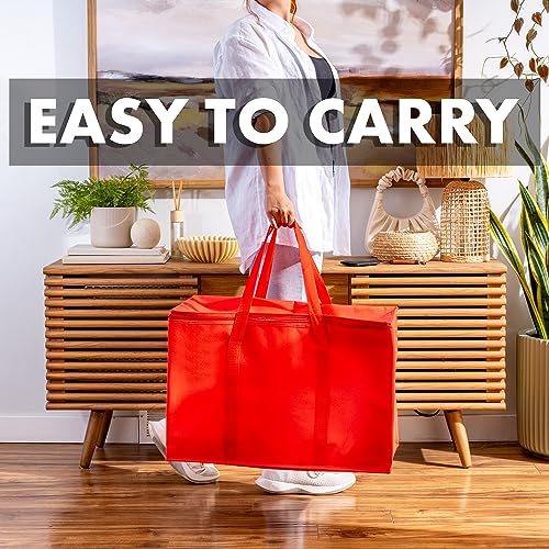 Carrywell (Not Made In China) Insulated Food Delivery Bags, Reusable Grocery Carrier, Catering, Thermal Insulation Tote for Hot and Cold Food, Pizza, Uber Eats and Doordash (1, Red, 3X-Large) - Image 5