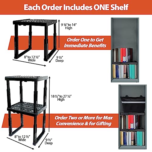 Piffny Locker Organizer Shelf， Adjustable Width and Height, Ideal Locker for School, Office, and Gym Lockers (Black 2 Pack), PLKSLF01 - Image 4
