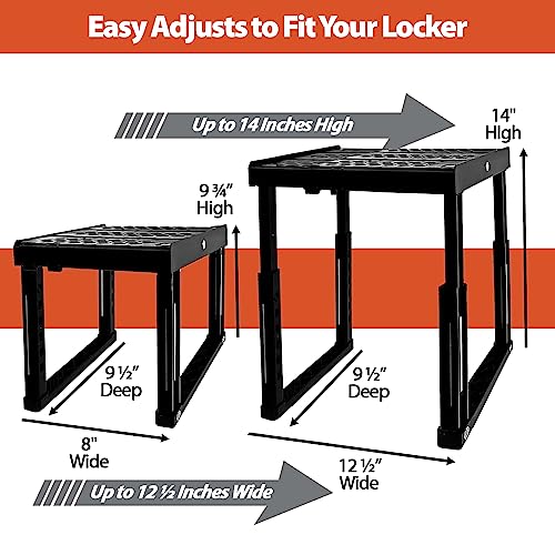 Piffny Locker Organizer Shelf， Adjustable Width and Height, Ideal Locker for School, Office, and Gym Lockers (Black 2 Pack), PLKSLF01 - Image 2