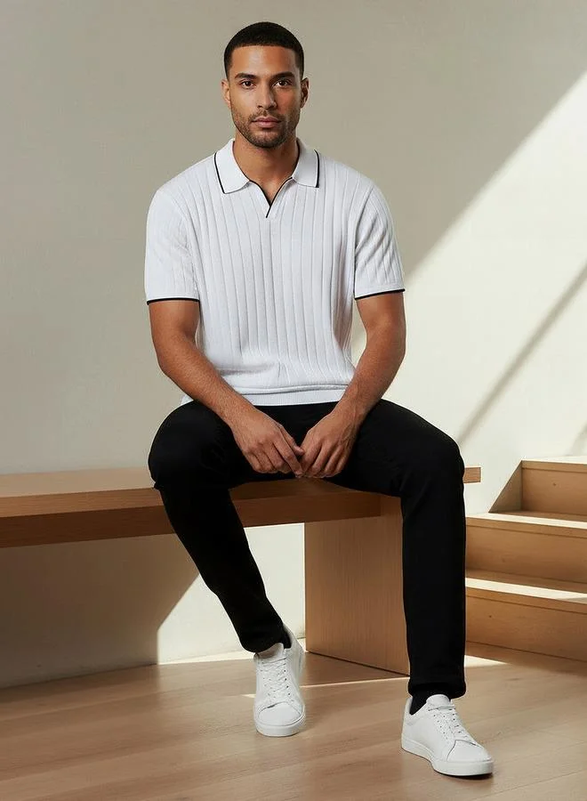 Splash FAV Men Short Sleeves Ribbed Polo T shirt
