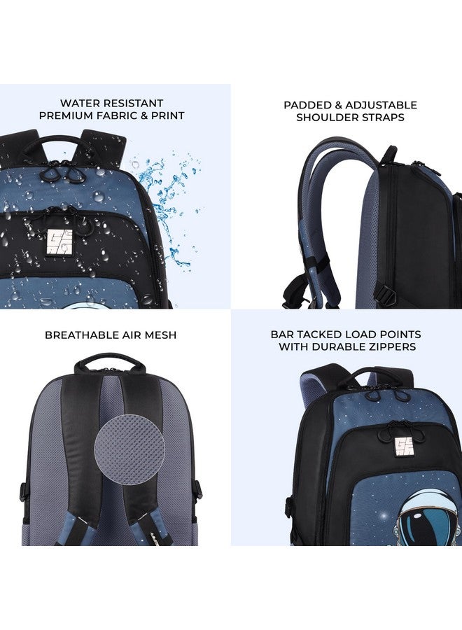 Gear Astronomer 19"/37L Large Water Resistant School Bag/College Bag/Casual 5 Compartment Backpack/Daypack/Travel 5 Compartment Backpack/Kids Bag for Boys/Girls (Black-Grey) - Image 5