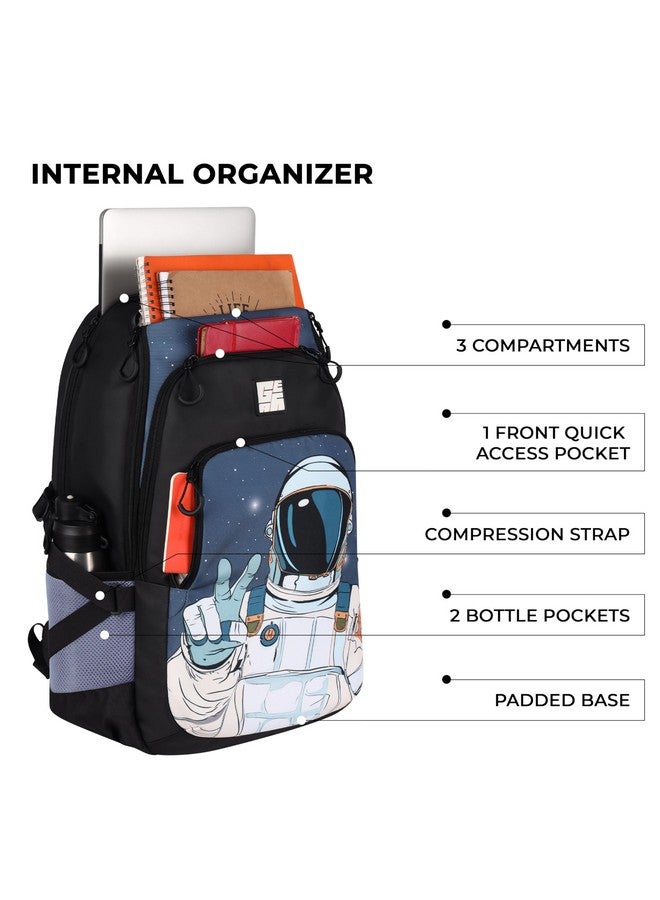 Gear Astronomer 19"/37L Large Water Resistant School Bag/College Bag/Casual 5 Compartment Backpack/Daypack/Travel 5 Compartment Backpack/Kids Bag for Boys/Girls (Black-Grey) - Image 3