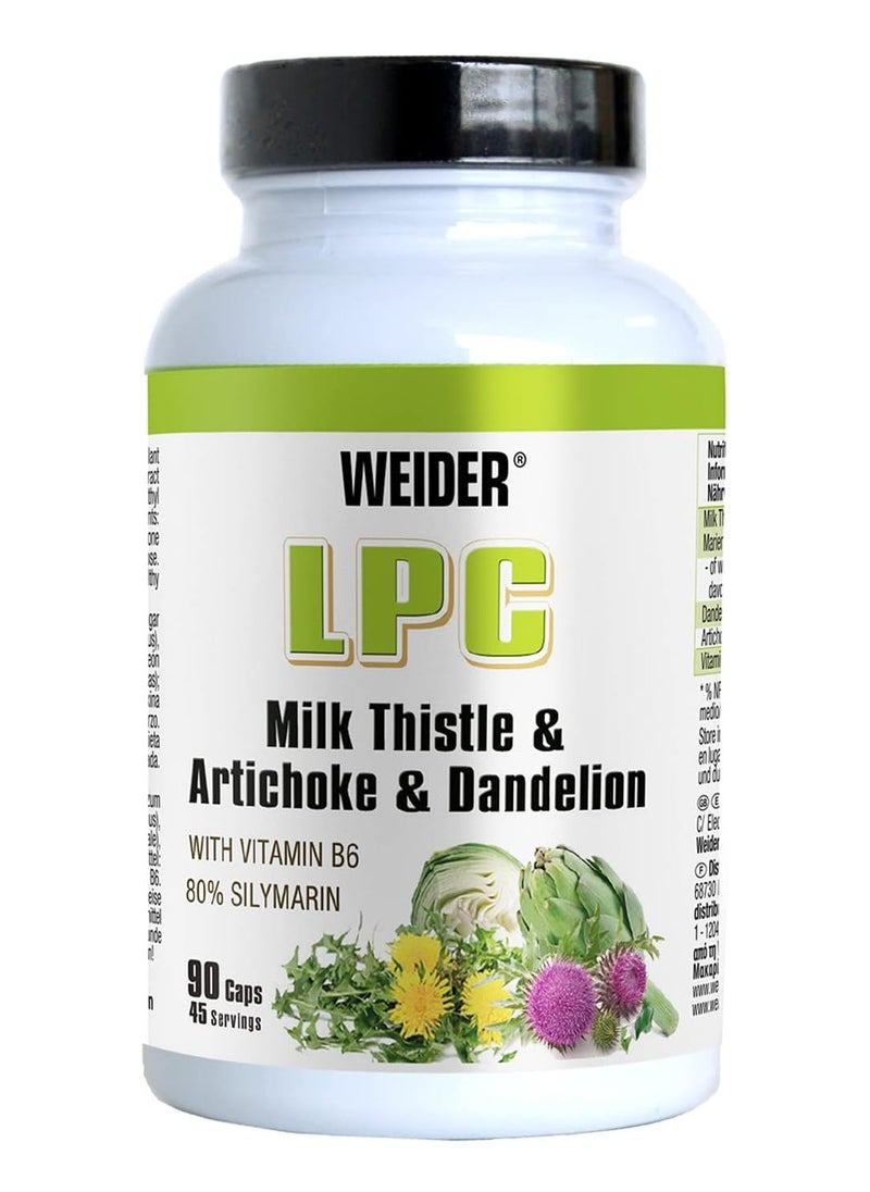 Weider Weider LPC – Milk Thistle, Artichoke & Dandelion (90 Capsules) | Liver Detox & Digestive Support  - Image 1