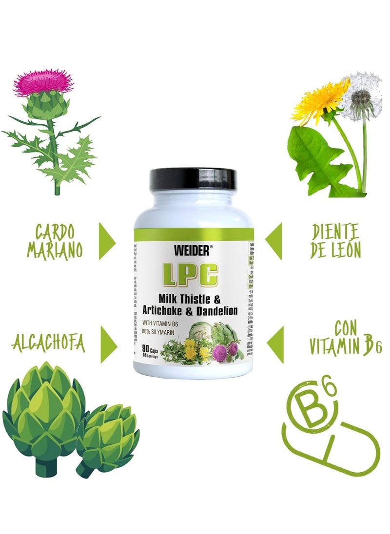 Weider Weider LPC – Milk Thistle, Artichoke & Dandelion (90 Capsules) | Liver Detox & Digestive Support  - Image 2