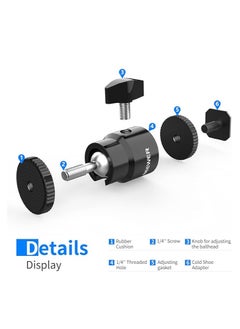Neewer Neewer 1/4” Camera Hot Shoe Mount with Additional 1/4” Screw 2-Pack, Mini Ball Head Hot Shoe Mount Adapter for Cameras, Camcorders, Smart Phone, Video Light, Microphone, Ring Light - ST17  - Image 2