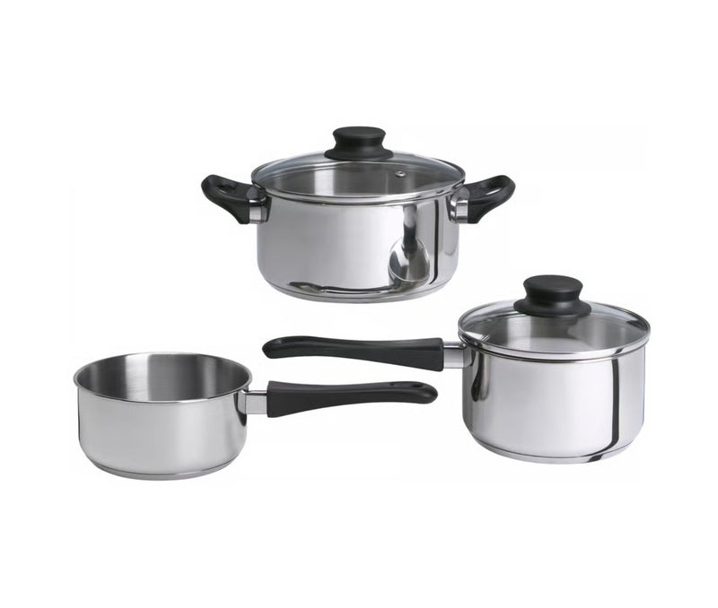 5-Piece Stainless Steel Cookware Set, Pots and Pans with Glass Lids, Induction Compatible Kitchen Cooking Set - Image 1