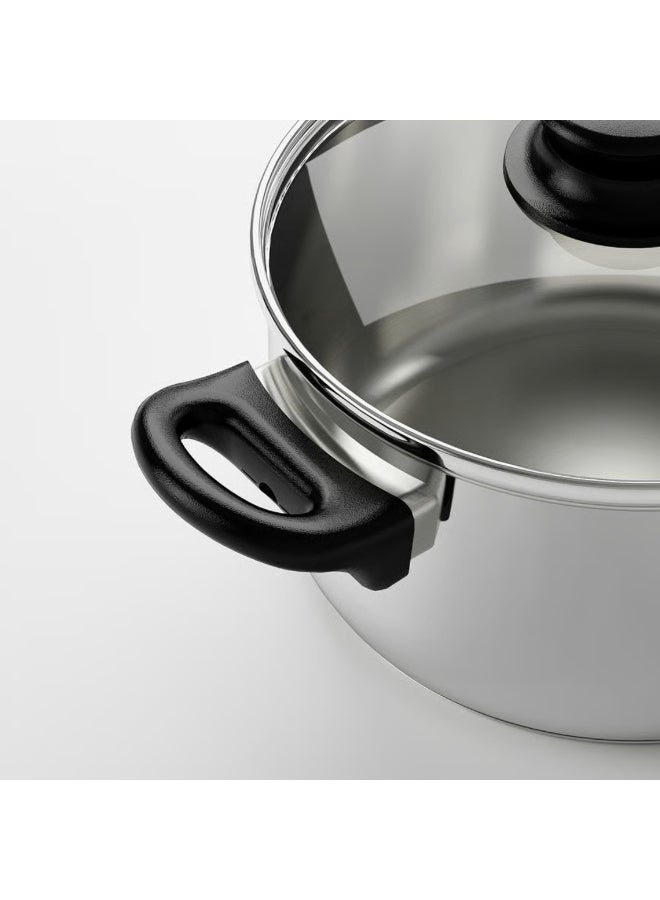 5-Piece Stainless Steel Cookware Set, Pots and Pans with Glass Lids, Induction Compatible Kitchen Cooking Set - Image 4