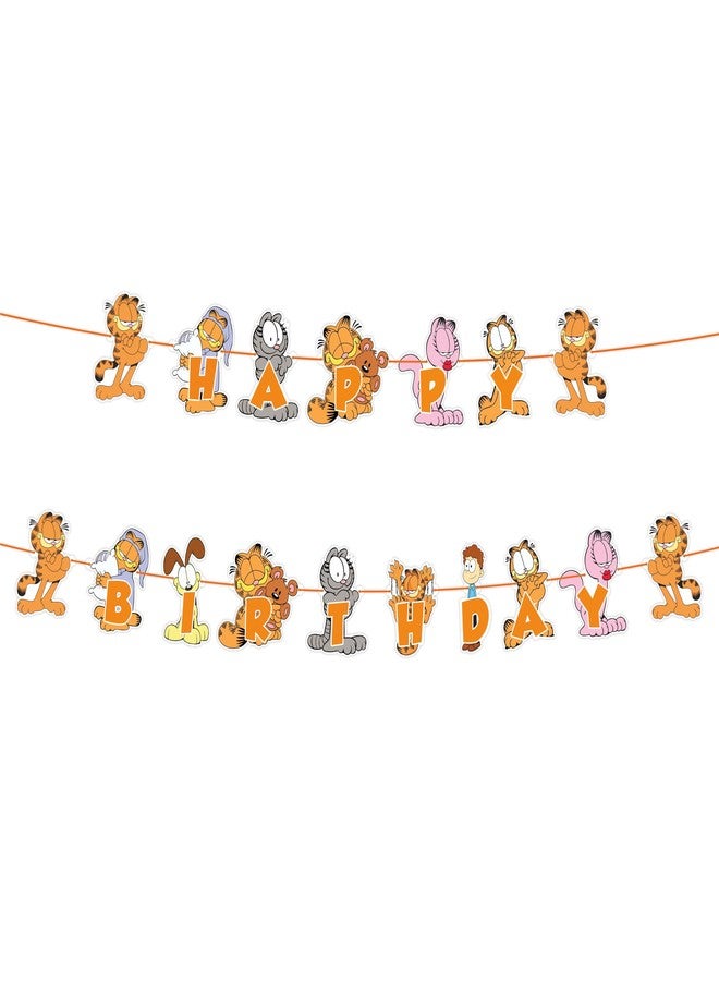 Seyal Gaarfield Happy Birthday Banner Decoration - Cartoon-Themed Party Garland Featuring Gaarfield in Bright Colors - Fun Supplies for Birthdays, Celebrations & Fan Events - Image 2