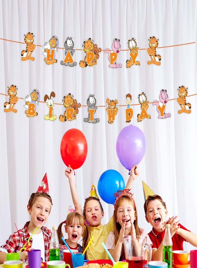 Seyal Gaarfield Happy Birthday Banner Decoration - Cartoon-Themed Party Garland Featuring Gaarfield in Bright Colors - Fun Supplies for Birthdays, Celebrations & Fan Events - Image 3