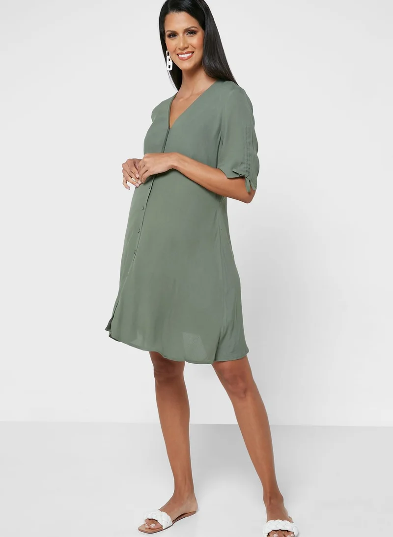 Ripe Ruched Detail Button Down Dress