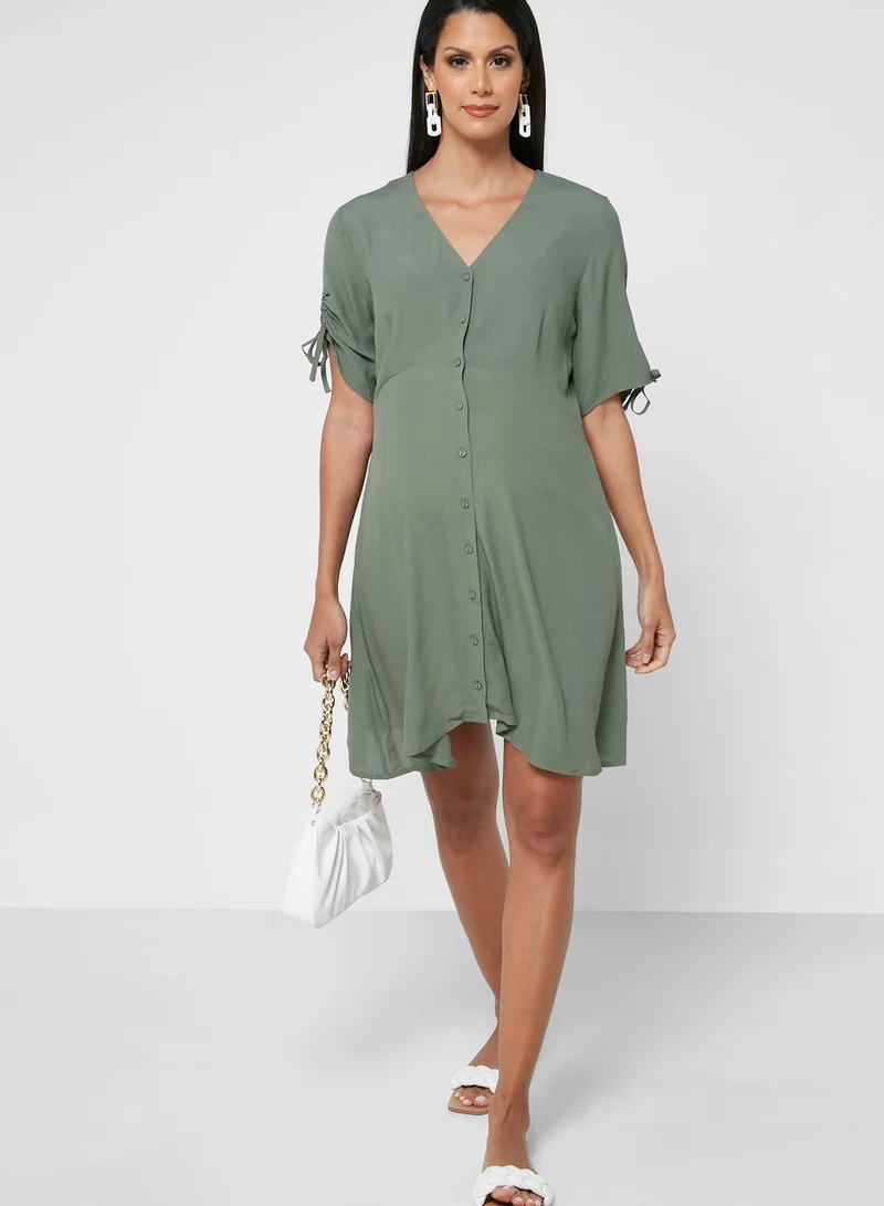 Ripe Ruched Detail Button Down Dress