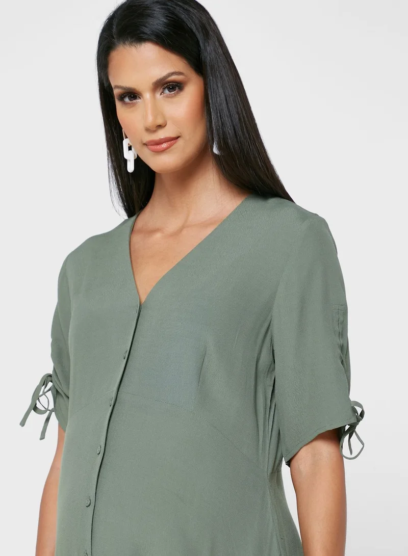 Ripe Ruched Detail Button Down Dress