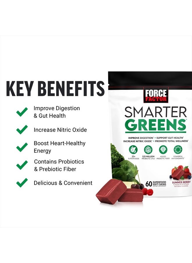 Force Factor FORCE FACTOR Smarter Greens Superfood Chews, 2-Pack, Greens and Superfoods with Probiotics, Antioxidants, and Fiber, Greens Supplement to Support Digestion, Nitric Oxide, and Energy, 120 Soft Chews  - Image 2