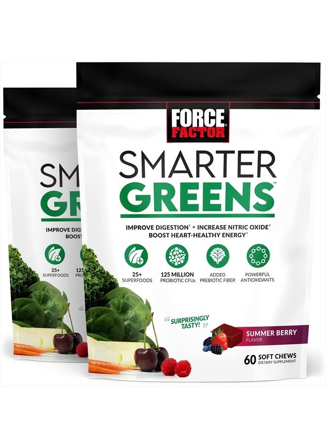 Force Factor FORCE FACTOR Smarter Greens Superfood Chews, 2-Pack, Greens and Superfoods with Probiotics, Antioxidants, and Fiber, Greens Supplement to Support Digestion, Nitric Oxide, and Energy, 120 Soft Chews  - Image 1