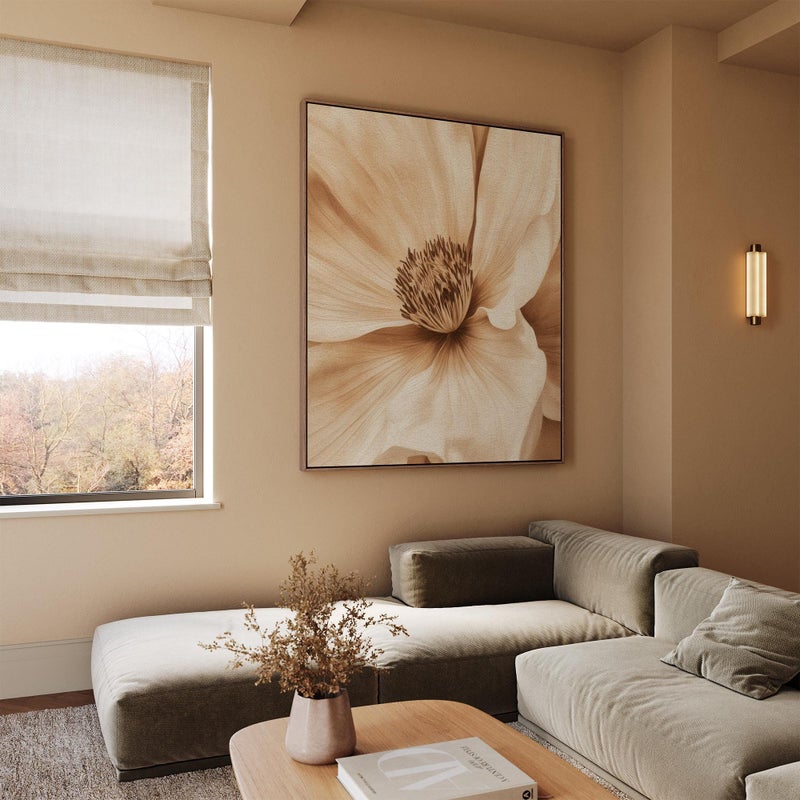 TNESSENTIAL Large Floral Canvas, Minimalist Beige Botanical Wall Art, Calm Flower Print for Above Console Table, Neutral Scandinavian Living Room Decor - Image 3