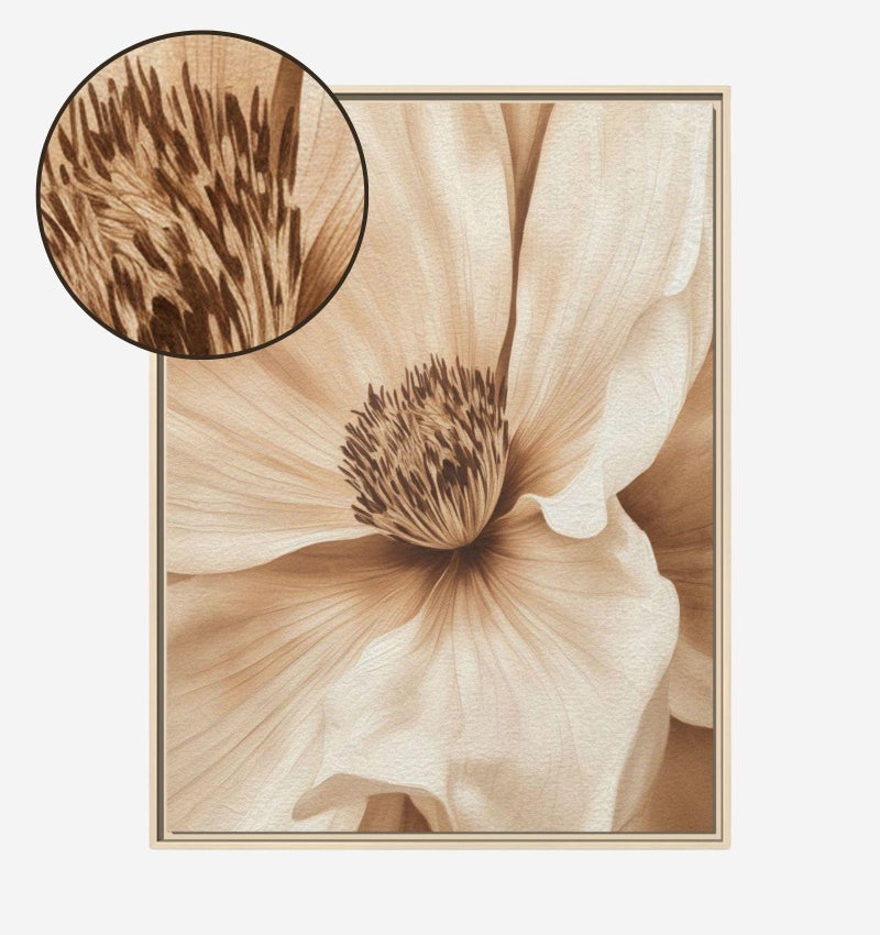 TNESSENTIAL Large Floral Canvas, Minimalist Beige Botanical Wall Art, Calm Flower Print for Above Console Table, Neutral Scandinavian Living Room Decor - Image 4