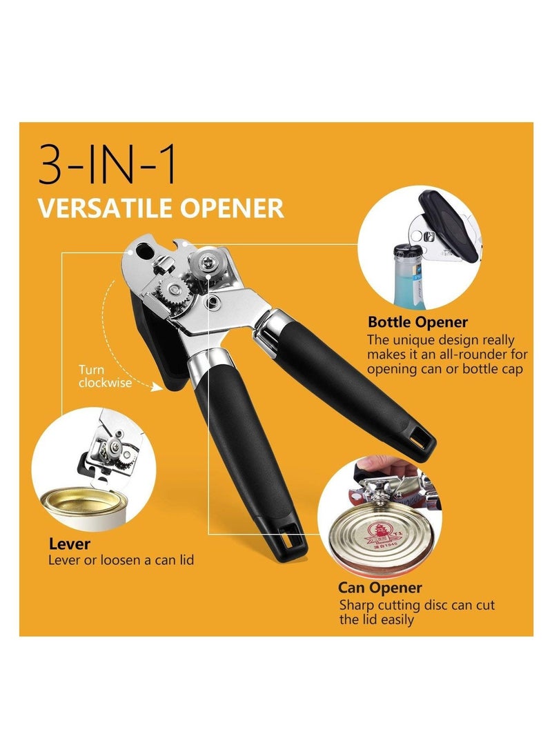 SYOSI - Can Opener Handheld Strongest Heaviest Duty, Manual Can Opener Ergonomic Designed Comfort Grips, Sharp Cutting Wheel for Smooth Edge Cut,with Large Turn Knob, Easy to Use - Image 1