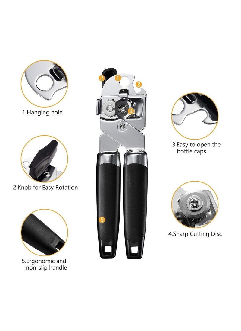 SYOSI - Can Opener Handheld Strongest Heaviest Duty, Manual Can Opener Ergonomic Designed Comfort Grips, Sharp Cutting Wheel for Smooth Edge Cut,with Large Turn Knob, Easy to Use - Image 1
