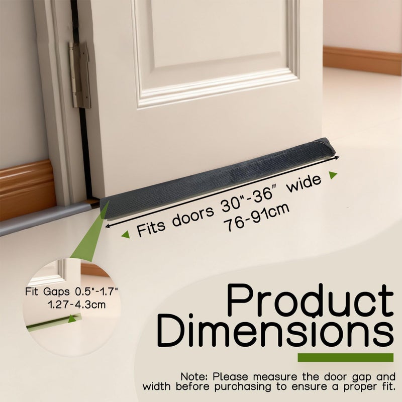 OUTTDID Under Door Draft Stopper Door, Sweep Weather Stripping, Double-Sided Windproof Seal Noise Blocker Window Breeze Blocker, Adjustable 30'' to 36'' Gap Filler, Grey - Image 2