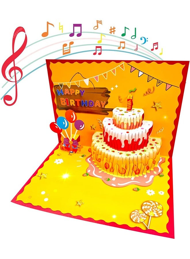 Generic Musical Birthday Cards, 3D Pop Up Birthday Cards, Light Music Birthday Cake Cards, Pop up Warming LED Colourful Happy Birthday Card Best for Mom, Wife, Sister, Girl, Friends - Image 4
