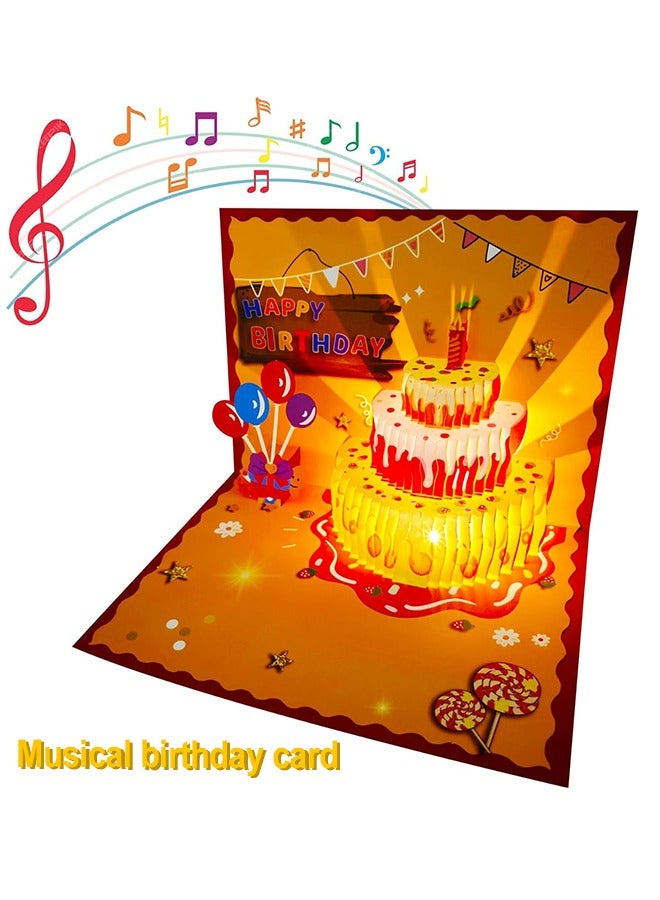 Generic Musical Birthday Cards, 3D Pop Up Birthday Cards, Light Music Birthday Cake Cards, Pop up Warming LED Colourful Happy Birthday Card Best for Mom, Wife, Sister, Girl, Friends - Image 2