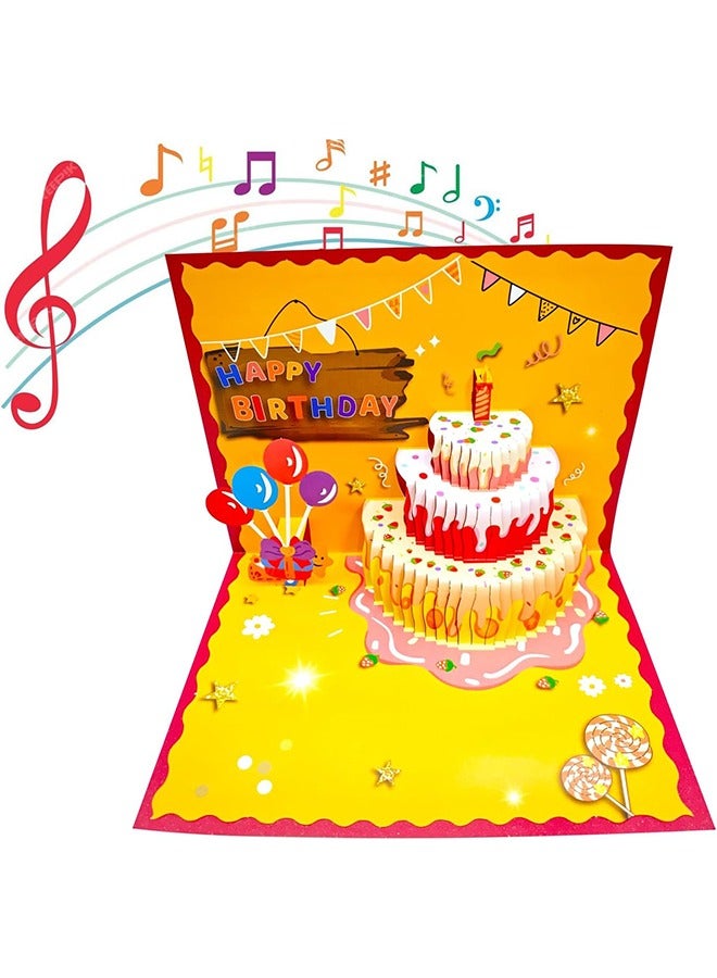 Generic Musical Birthday Cards, 3D Pop Up Birthday Cards, Light Music Birthday Cake Cards, Pop up Warming LED Colourful Happy Birthday Card Best for Mom, Wife, Sister, Girl, Friends - Image 5