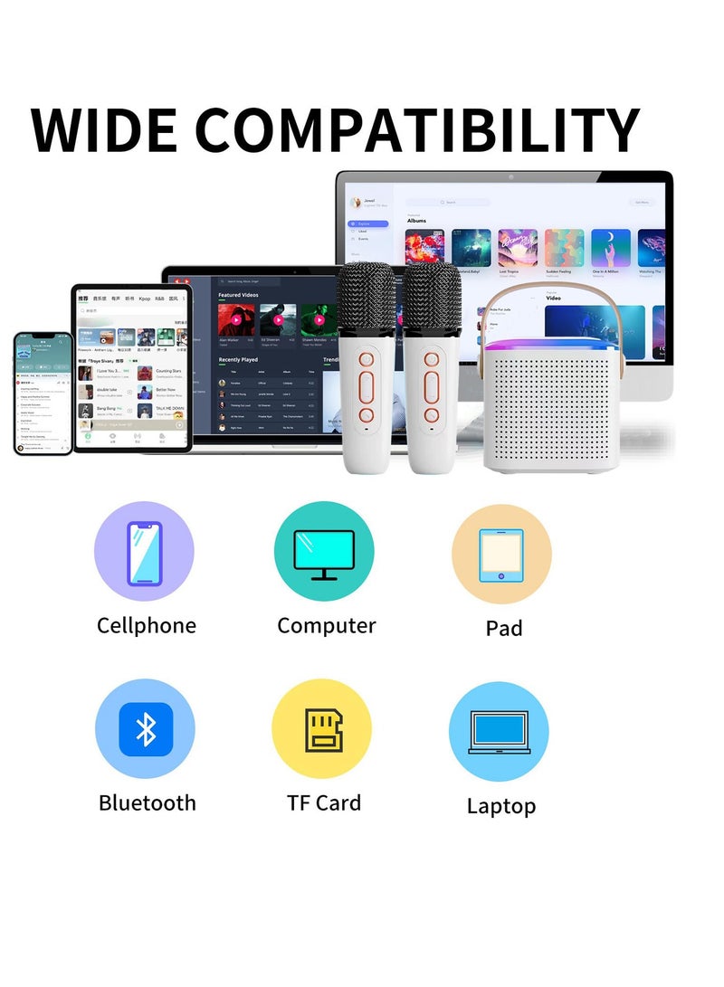 Mini Karaoke Machine with 2 Wireless Microphone, Portable Bluetooth Karaoke Speaker for Kids and Adults, Gifts for Girls and Boys Birthday Home Party  - Image 5