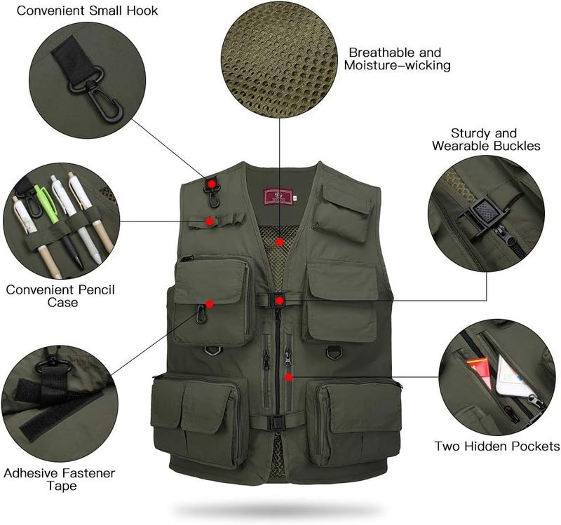 Eacam Outdoor Quick Dry Mesh Fishing Vest with Multi-Pockets for Fishing, Hiking, Climbing, Traveling, Photography - Image 4