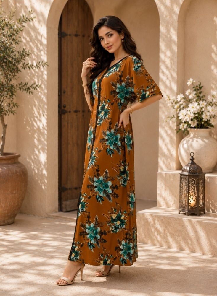 Jalabiya Maxi Dress Floral Printed - Image 2