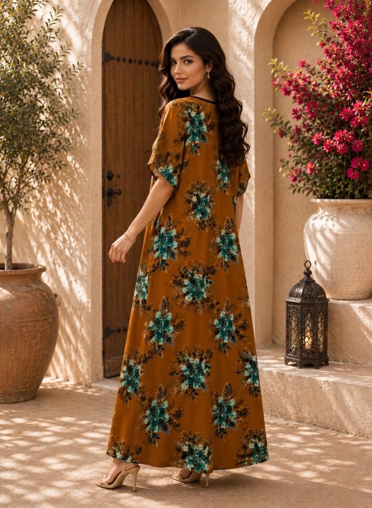 Jalabiya Maxi Dress Floral Printed - Image 3