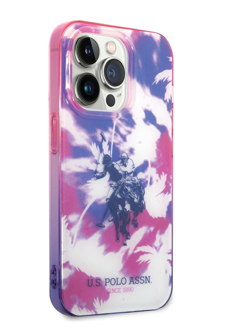 U.S.Polo PC/TPU IML Case With Dye Palm Design & Horse Logo For iPhone 14 Pro Max - Purple - Image 4