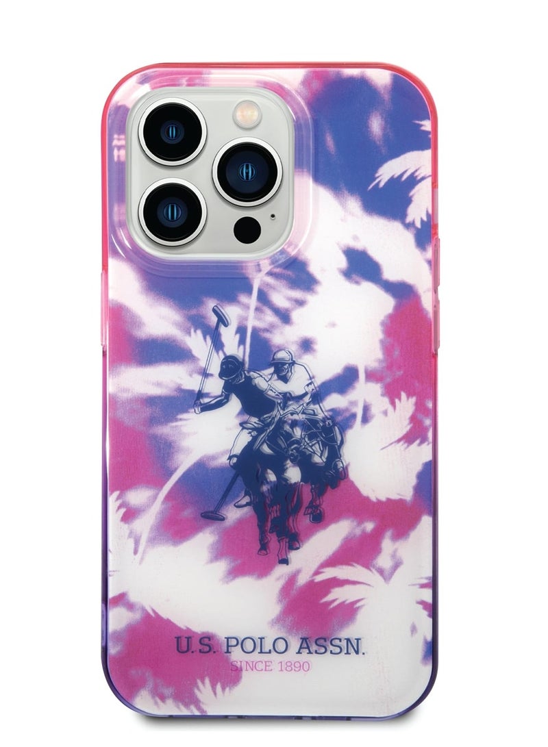 U.S.Polo PC/TPU IML Case With Dye Palm Design & Horse Logo For iPhone 14 Pro Max - Purple - Image 2