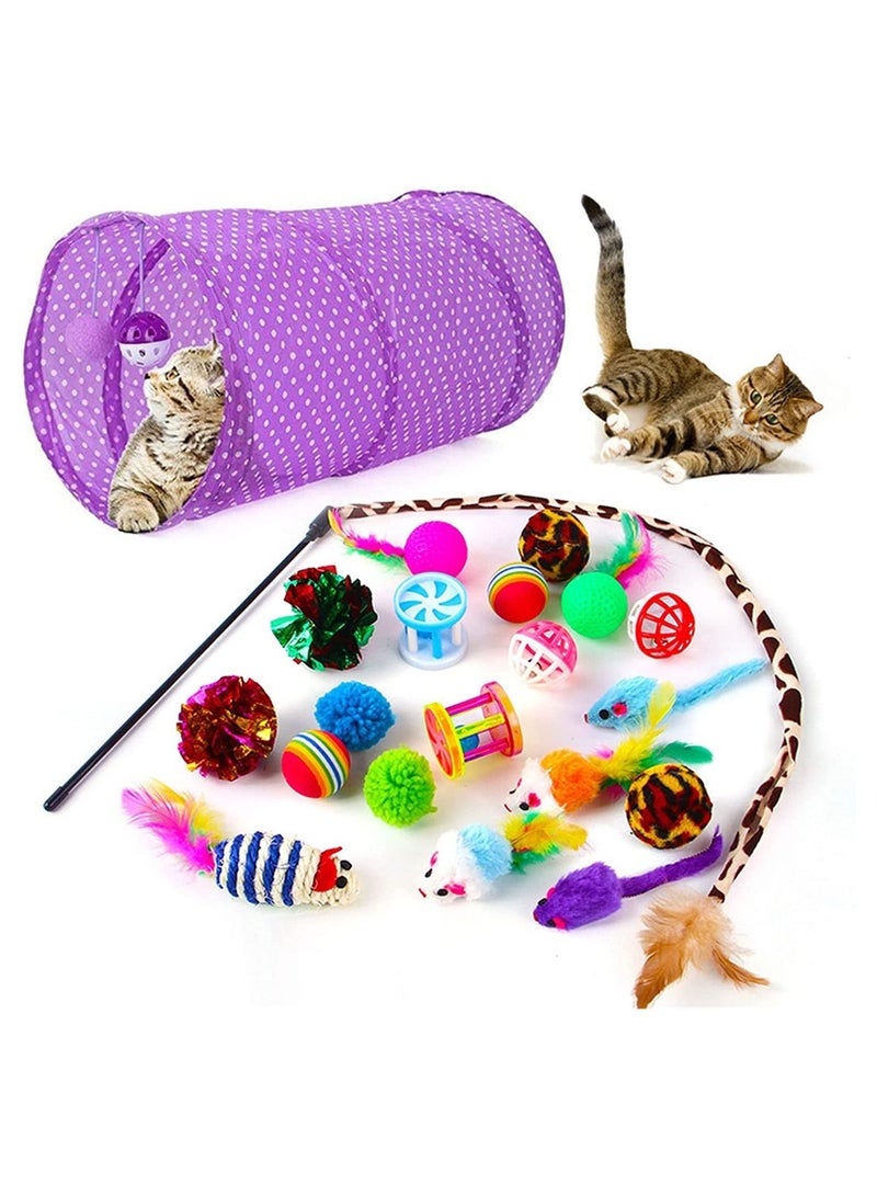 Altheqa 21 pcs cat toys interactive accessories and cat tunnel - Image 1