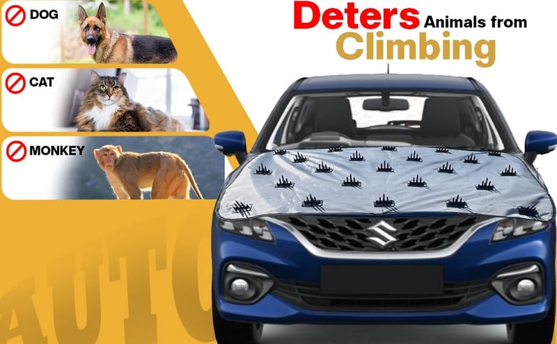 AUTOUNIKO Dustproof Bonnet Spike Car Cover Complete Protection from Street Dogs Cat Monkeys & Wild Animals, compatible with Universal Fit Sedan, Coupe, Hatchback, SUV, Van, Pickup, Crossover, Grey - Image 2