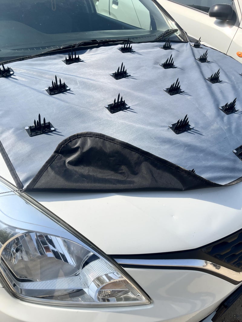 AUTOUNIKO Dustproof Bonnet Spike Car Cover Complete Protection from Street Dogs Cat Monkeys & Wild Animals, compatible with Universal Fit Sedan, Coupe, Hatchback, SUV, Van, Pickup, Crossover, Grey - Image 3