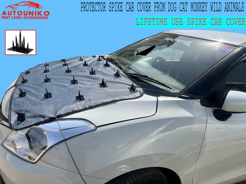 AUTOUNIKO Dustproof Bonnet Spike Car Cover Complete Protection from Street Dogs Cat Monkeys & Wild Animals, compatible with Universal Fit Sedan, Coupe, Hatchback, SUV, Van, Pickup, Crossover, Grey - Image 4