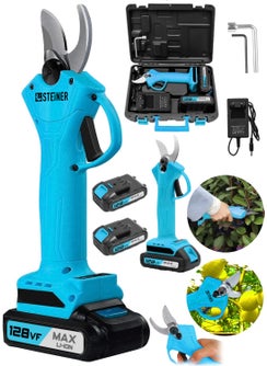 Steiner German 128 Vf 10 Ah Professional Double Battery Vineyard Shears Branch Pruning Shearing Machine with Bag Blue  - Image 2